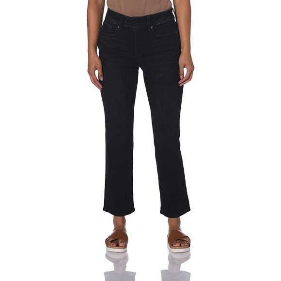NYDJ Marilyn Straight Leg Jeans High Rise Stretch Denim Dark Blue 8 - Picture 1 of 7